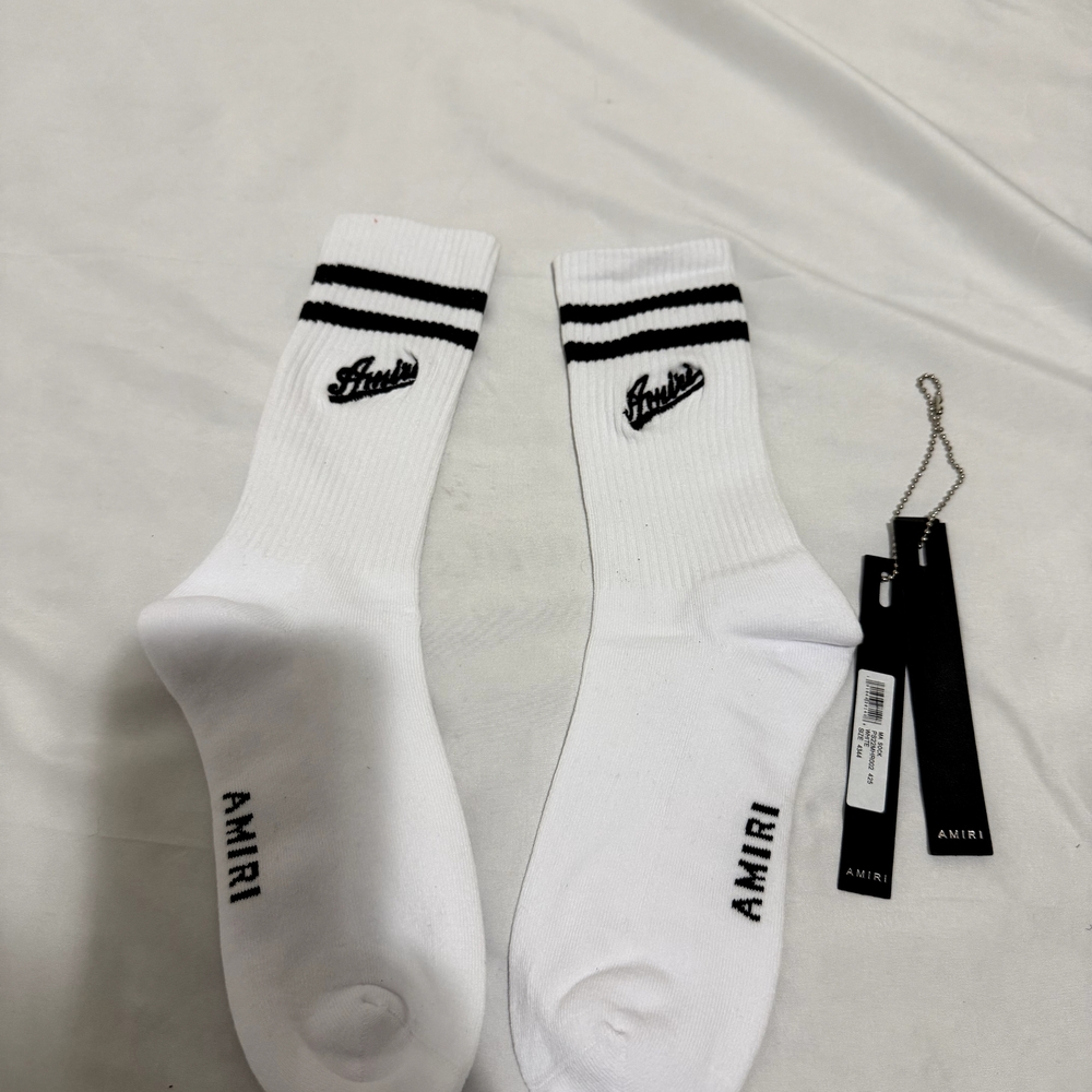 AMIRI White Athletic Socks with Black Accents